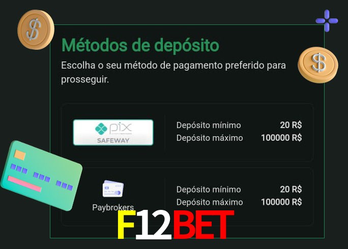 O cassino F12Bet oferece uma grande variedade de métodos de pagamento